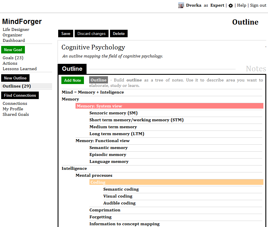 Manage your online outline using CoachingNotebook